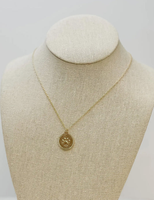 Prep Obsessed Paw Print Medallion Necklace