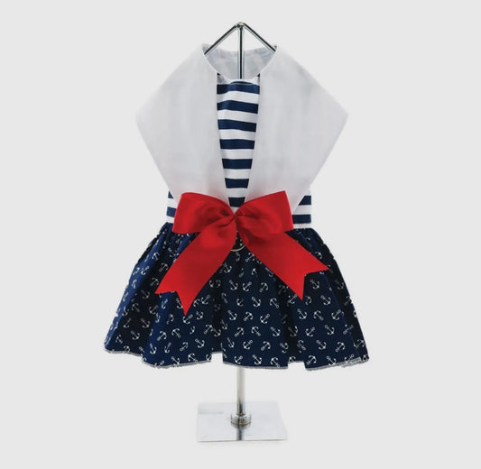 Nautical Dress with Matching Leash