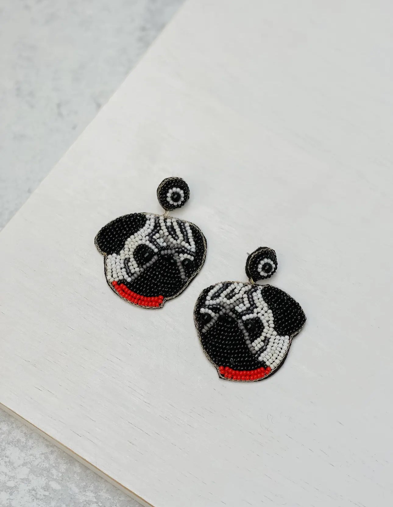 Prep Obsessed Pug Beaded Dangle Earrings