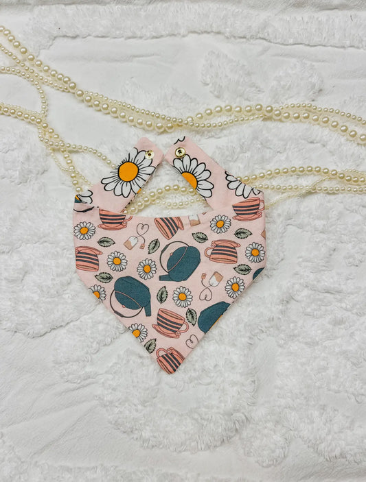 Cottage Tea Time - Handmade Bandana, Snap On