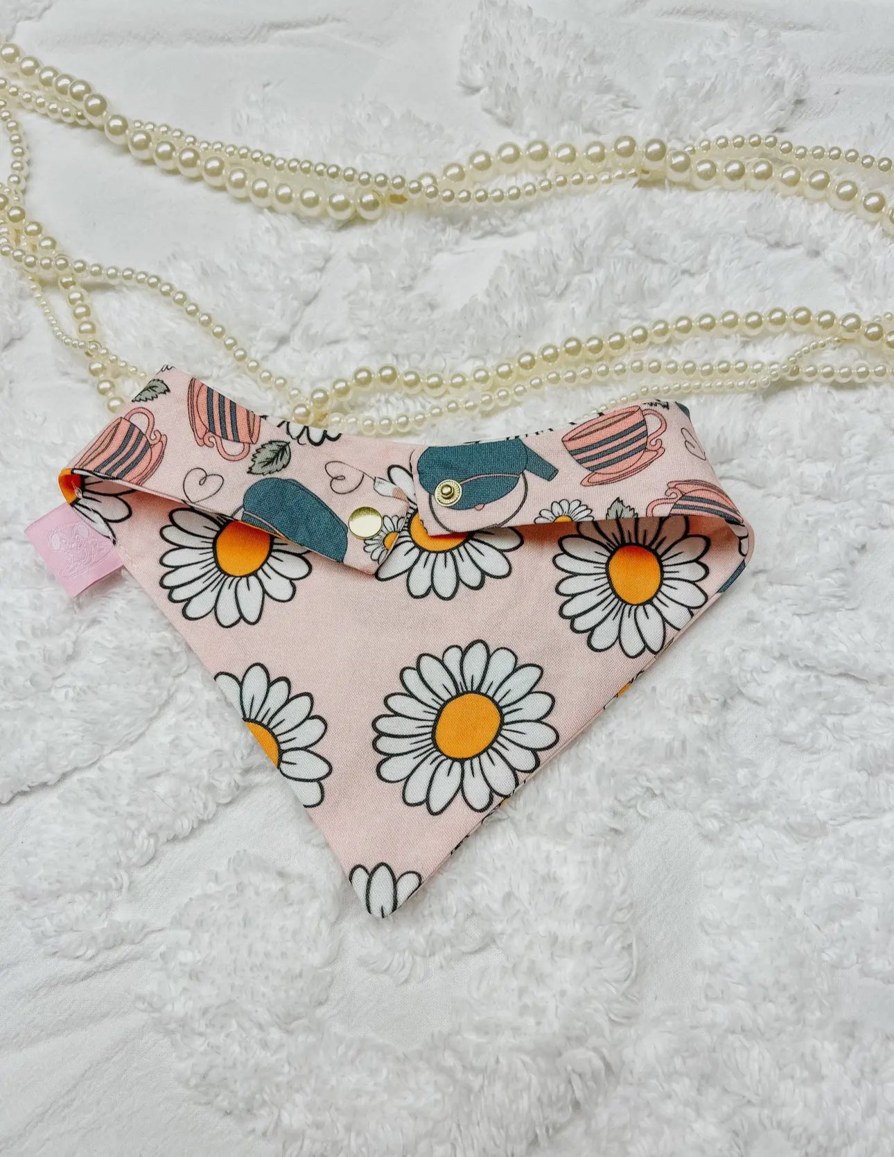 Cottage Tea Time - Handmade Bandana, Snap On