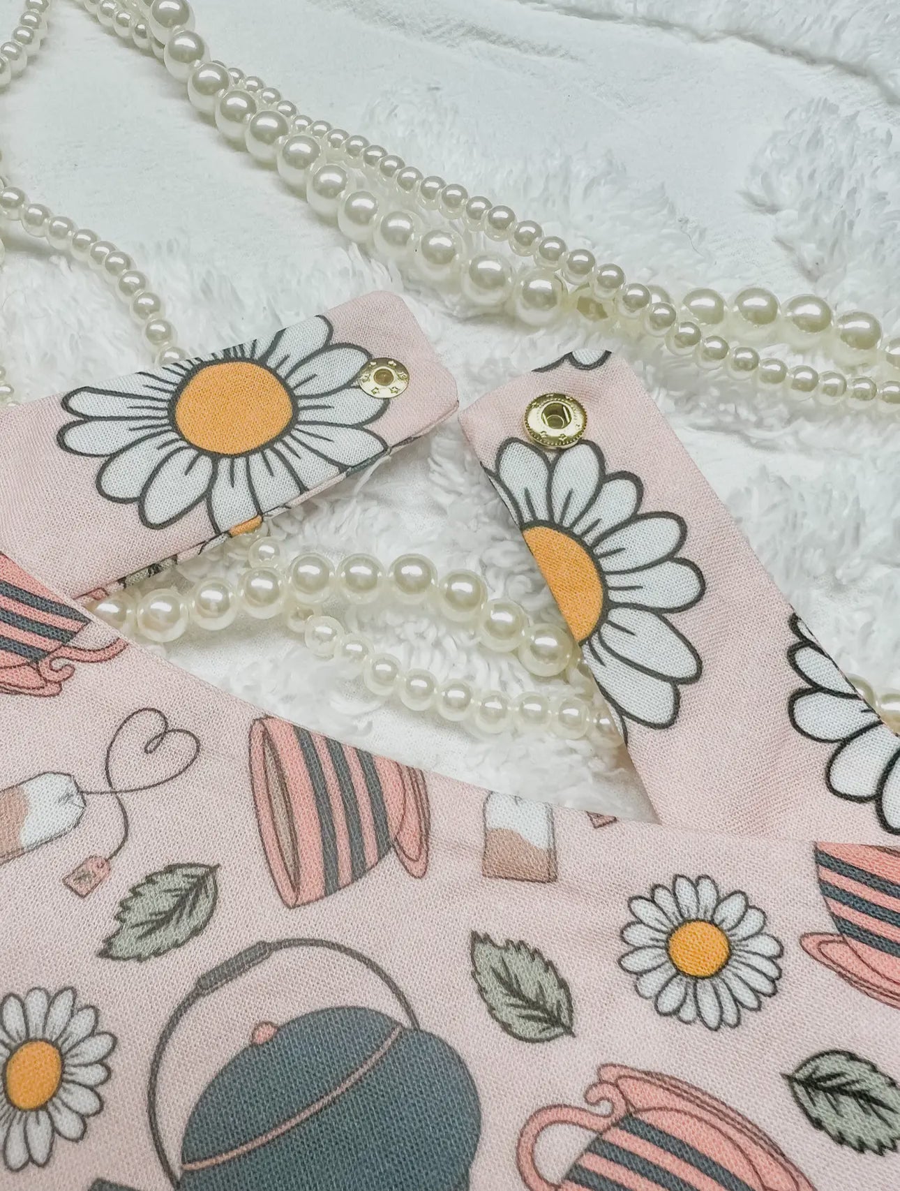 Cottage Tea Time - Handmade Bandana, Snap On